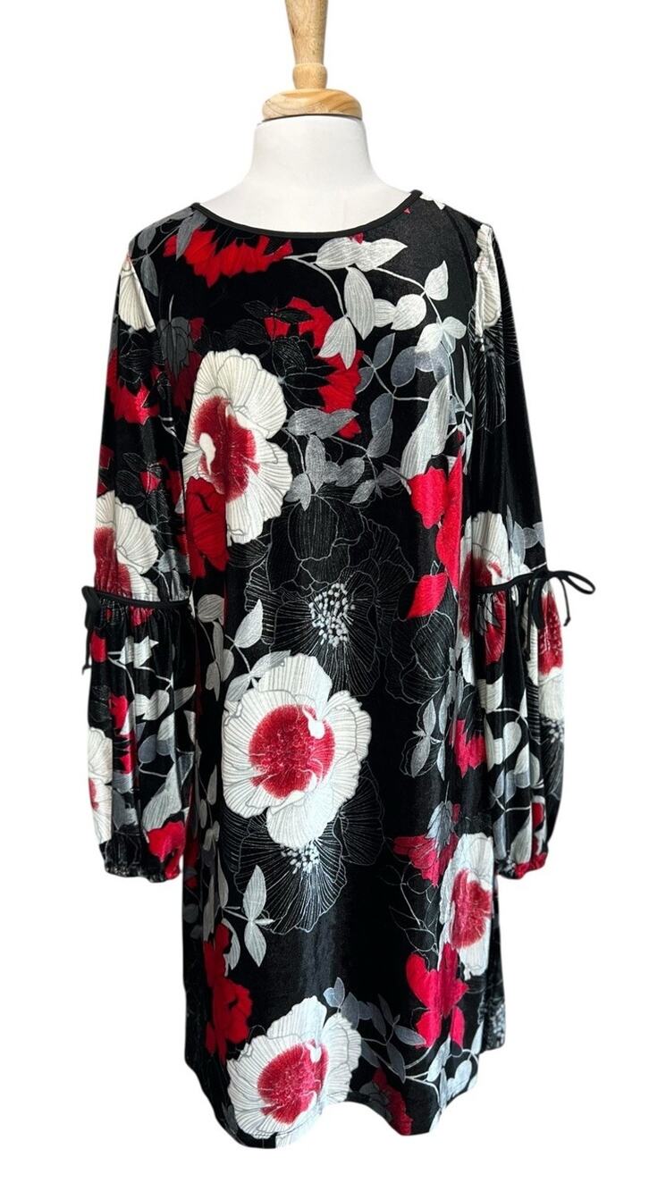 Madison Leigh Velvet Midi Dress Black Red Dark Romantic Witchy WhimsiGoth XL